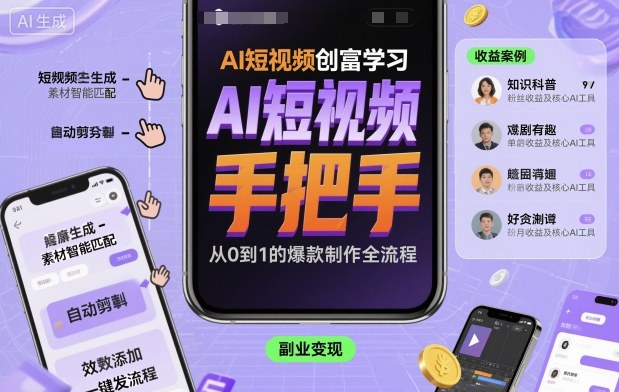 AI短视频创富学习，手把手教会你制作AI短视频-桀创项目掘金社