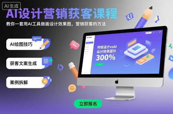AI设计营销获客课程，教你一套用AI工具做画设计效果图，营销获客的方法-桀创项目掘金社