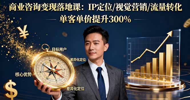 商业咨询变现落地课：IP定位/视觉营销/流量转化，单客单价提升300%-桀创项目掘金社