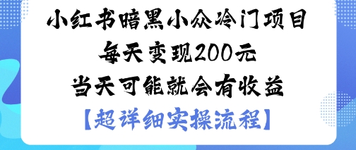 小红书暗黑小众冷门项目每天变现2张当天可能就会有收益-桀创项目掘金社