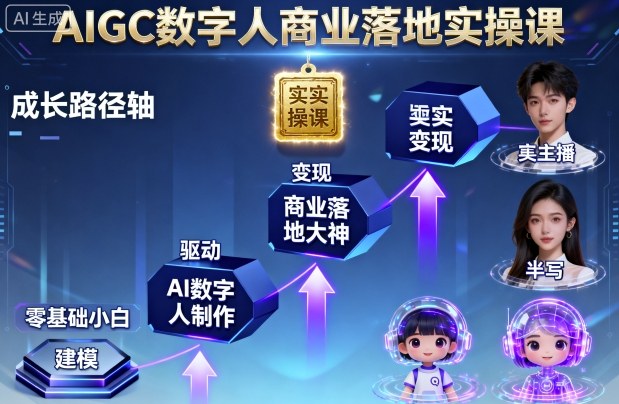 AIGC数字人商业落地实操课，从零基础小白到AI数字人大神-桀创项目掘金社