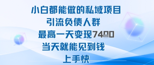 2025年小白都能做的私域项目引流负债人群最高一天变现1k+高变现难度低当天就能见到钱上手快-桀创项目掘金社
