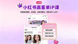 小红书高客单IP课,免费盈利模型、会员制、关键词截流,单账号月入10万+-桀创项目掘金社