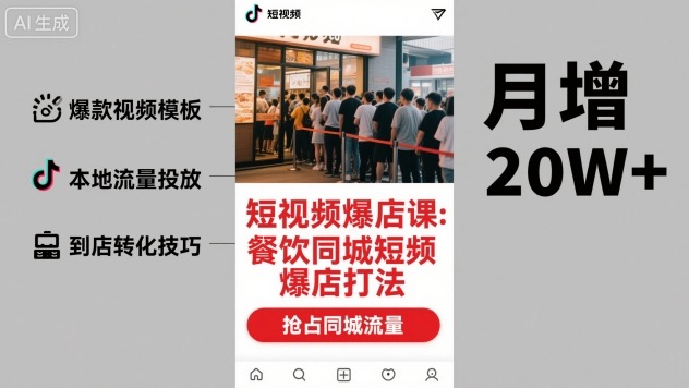 短视频爆店课，餐饮同城短视频爆店打法-桀创项目掘金社