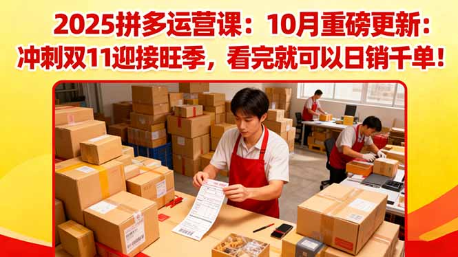 2025拼多多运营课:10月重磅更新:冲刺双11迎接旺季,看完就可以日销千单-桀创项目掘金社