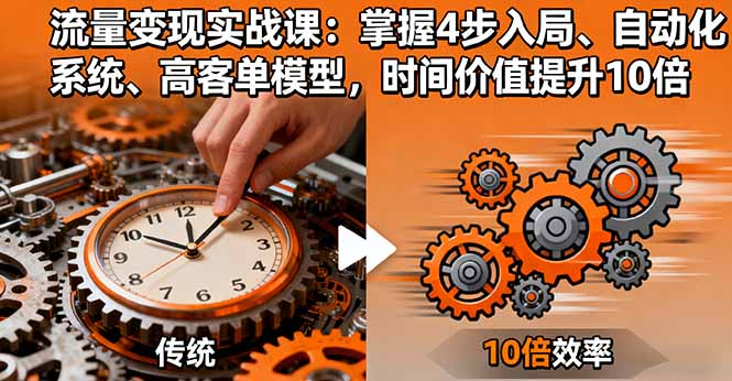 流量变现实战课：掌握4步入局、自动化系统、高客单模型，时间价值提升10倍-桀创项目掘金社