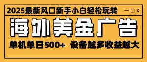 2025最新风口 海外美金广告 单机单日500+ 可无限放大 设备越多收益越大 轻松上手-桀创项目掘金社