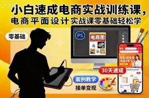 小白速成电商实战训练课,电商平面设计实战课零基础轻松学-桀创项目掘金社