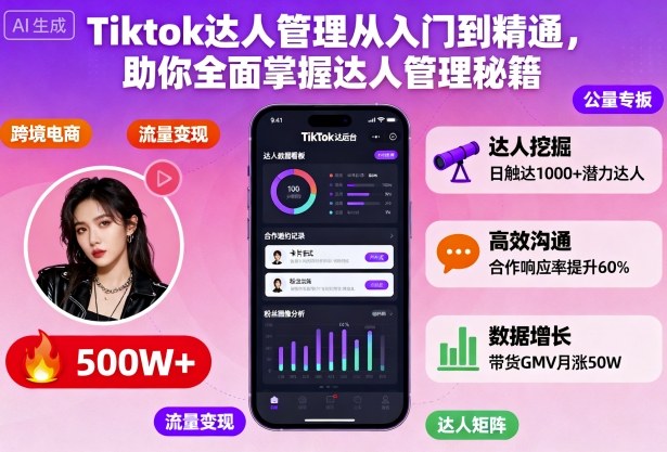 Tiktok达人管理从入门到精通,助你全面掌握达人管理秘籍-桀创项目掘金社