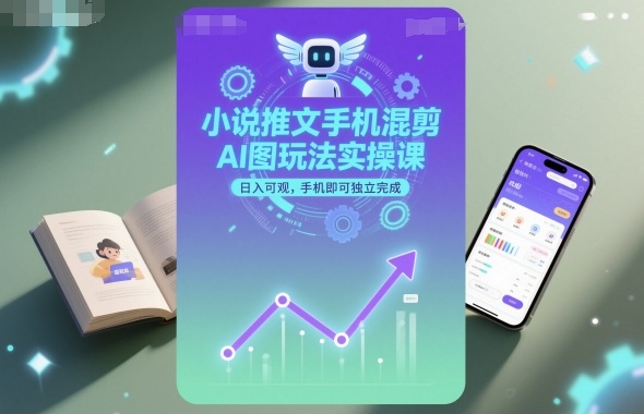 小说推文手机混剪AI图玩法实操课，日入可观，手机即可独立完成-桀创项目掘金社