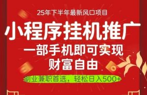 一部手机即可实现财富自由,微信小程序推广最新玩法教学,操作简单容易上手【揭秘】-桀创项目掘金社