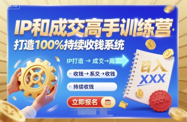 带你成为IP和成交高手的训练营，打造100%持续收钱系统-桀创项目掘金社