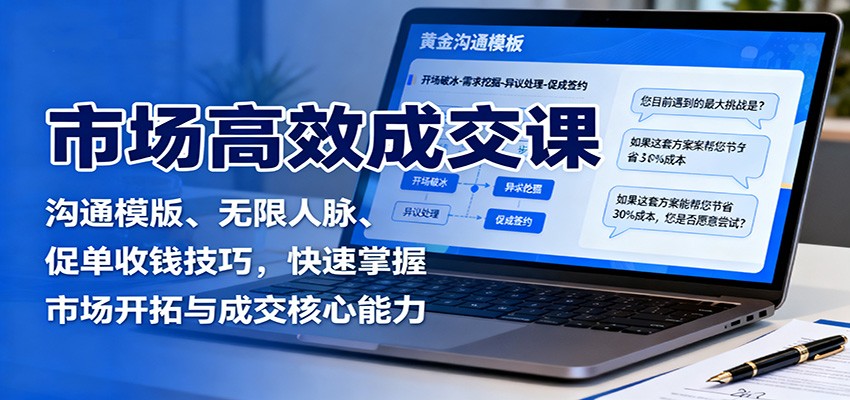 市场高效成交课：沟通模版、无限人脉、促单收钱技巧，快速掌握市场开拓与成交核心能力-桀创项目掘金社
