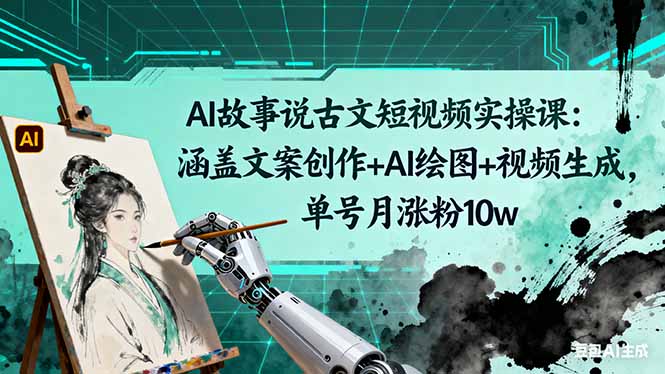 AI故事说古文短视频实操课：涵盖文案创作+AI绘图+视频生成，单号月涨粉10w-桀创项目掘金社