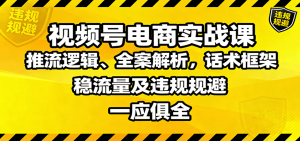 视频号电商实战课:推流逻辑、全案解析,话术框架,稳流量及违规规避等-桀创项目掘金社