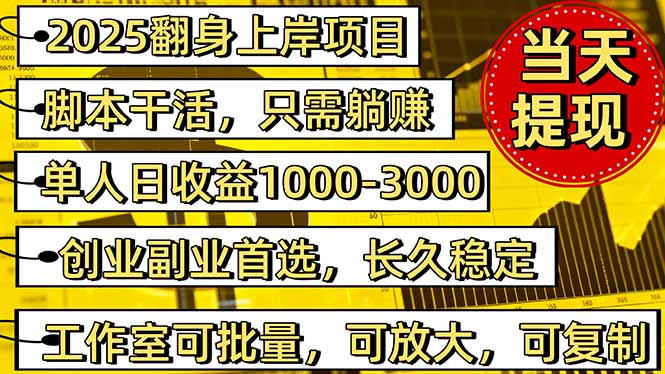 稳定八年美金掘金2.0脚本干活，只需躺赚。单人日收益1000-3000可批量、…-桀创项目掘金社