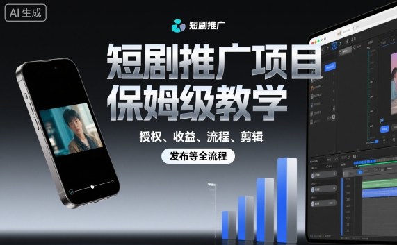 短剧推广项目保姆级教学，授权、收益、流程、剪辑，发布等全流程-桀创项目掘金社