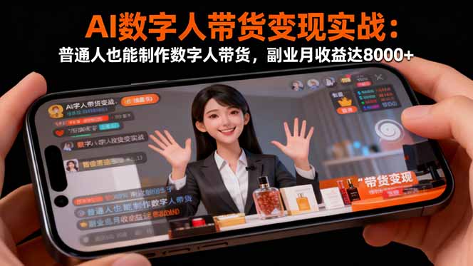 AI数字人带货变现实战：普通人也能制作数字人带货，副业月收益达8000+-桀创项目掘金社