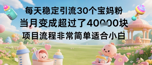 每天稳定引流30个宝妈粉当月变成超过了1W+项目流程非常简单适合小白-桀创项目掘金社
