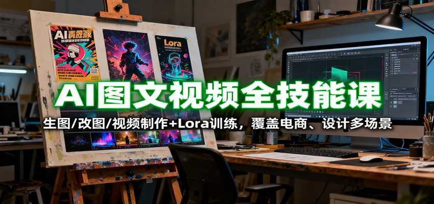 AI图文视频全技能课：生图/改图/视频制作+Lora训练，覆盖电商 、设计多场景-桀创项目掘金社