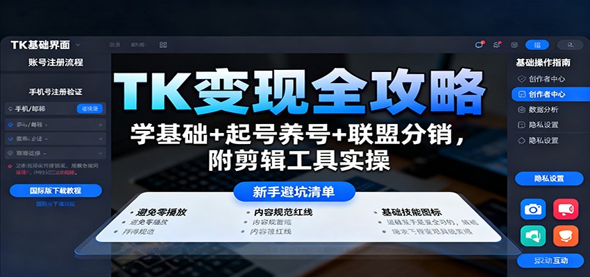 TK变现全攻略：学基础+起号养号+联盟分销，附剪辑工具实操-桀创项目掘金社