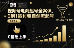 视频号电商起号全案课,0到1微付费自然流起号-桀创项目掘金社