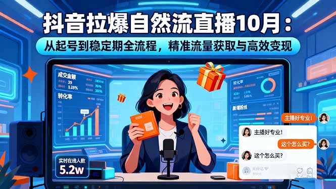 抖音拉爆自然流直播10月：从起号到稳定期全流程，精准流量获取与高效变现-桀创项目掘金社