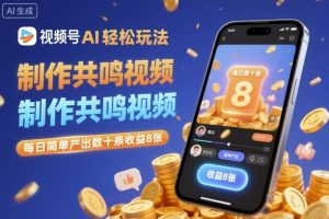 视频号AI轻松玩法，制作共鸣视频，每日简单产出数十条收益8张-桀创项目掘金社