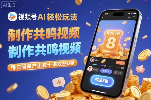 视频号AI轻松玩法,制作共鸣视频,每日简单产出数十条收益8张-桀创项目掘金社