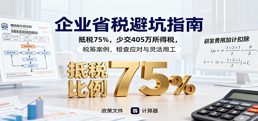 企业省税避坑指南:抵税75%,少交405万所得税,税筹案例,稽查应对与灵活用工-桀创项目掘金社