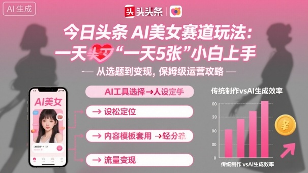 今日头条AI美女赛道玩法，一天轻松5张，小白轻松上手-桀创项目掘金社