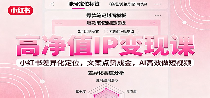 高净值IP变现课：小红书差异化定位，文案点赞成金， AI高效做短视频-桀创项目掘金社
