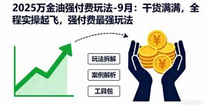 2025万金油强付费玩法-9月：干货满满，全程实操起飞，强付费最强玩法-桀创项目掘金社