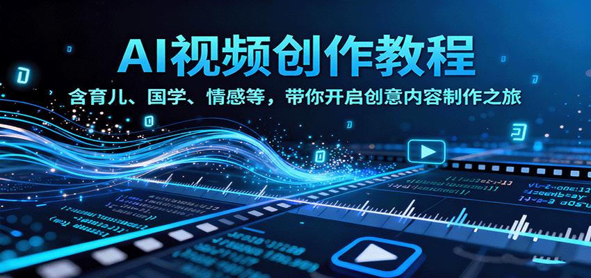 AI视频创富课，含育儿、国学、情感等，带你开启创意内容制作之旅-桀创项目掘金社