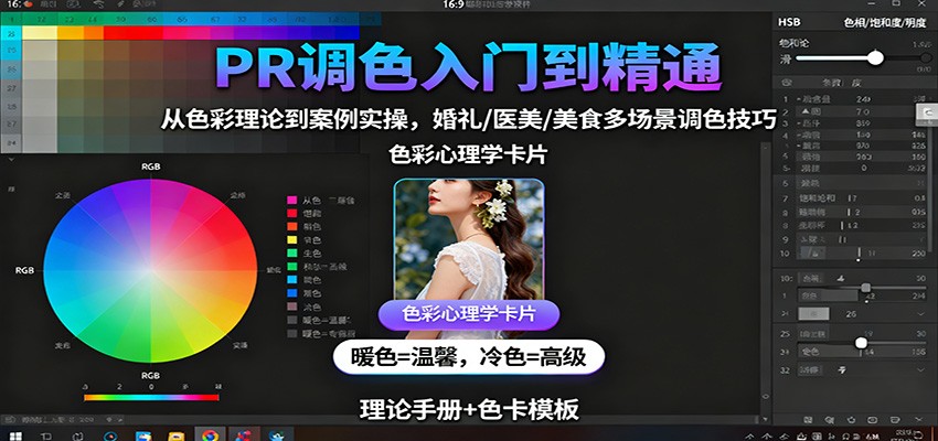 PR调色入门到精通：从色彩理论到案例实操，婚礼/医美/美食多场景调色技巧-桀创项目掘金社