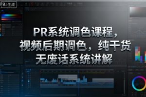 PR系统调色课程，视频后期调色，纯干货无废话系统讲解-桀创项目掘金社