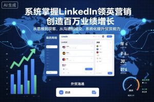 系统掌握LinkedIn领英营销，创造百万业绩增长，从思维到获客，从沟通到成交，系统化提升外贸能力-桀创项目掘金社