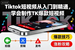 Tiktok短视频从入门到精通，学会制作TK爆款短视频-桀创项目掘金社