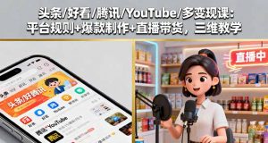 头条/好看/腾讯/YouTube/多变现课:平台规则+爆款制作+直播带货,三维教学-桀创项目掘金社