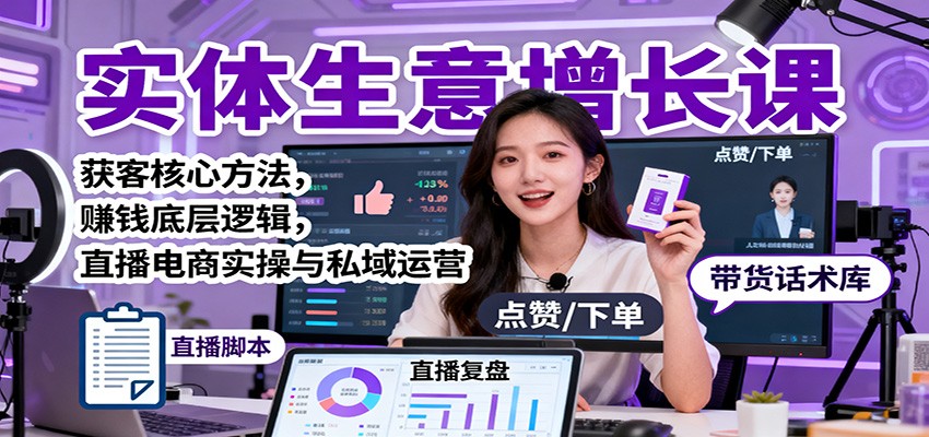 实体生意增长课:获客核心方法,赚钱底层逻辑,直播电商实操与私域运营-桀创项目掘金社