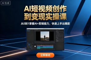 AI短视频创作到变现实操课,从0到1掌握AI+剪辑能力,快速上手出爆款(更新10月)-桀创项目掘金社