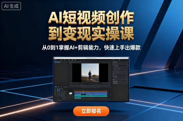 AI短视频创作到变现实操课，从0到1掌握AI+剪辑能力，快速上手出爆款(更新10月)-桀创项目掘金社
