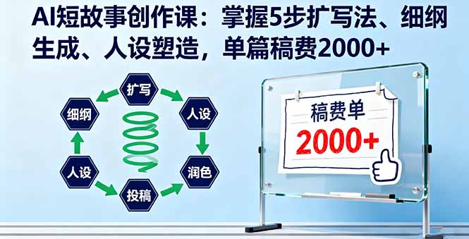 AI短故事创作课：掌握5步扩写法、细纲生成、人设塑造，单篇稿费2000+-桀创项目掘金社