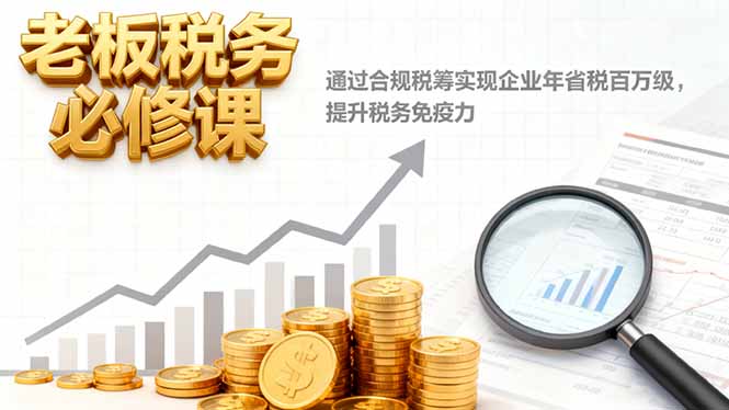 老板税务必修课,通过合规税筹实现企业年省税百万级,提升税务免疫力-桀创项目掘金社