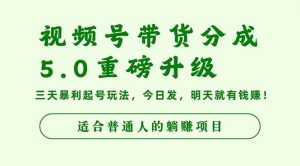 视频号带货分成5.0重磅升级,三天暴利起号玩法,今日发,明天就有钱赚...-桀创项目掘金社