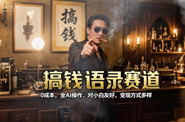 搞钱语录赛道，0成本，全AI操作，对小白友好，变现方式多样-桀创项目掘金社
