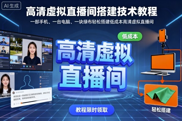 高清虚拟直播间搭建技术教程，一部手机、一台电脑、一块绿布轻松搭建低成本高清虚拟直播间-桀创项目掘金社