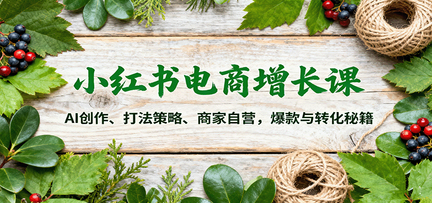 小红书电商增长课：AI创作、打法策略、商家自营，爆款与转化秘籍-桀创项目掘金社
