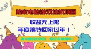独家电脑游戏挂G项目,常年稳定,收益无上限,年底搞钱回家过年【揭秘】-桀创项目掘金社
