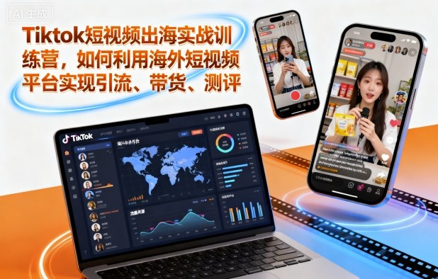 Tiktok短视频出海实战训练营，如何利用海外短视频平台实现引流、带货、测评-桀创项目掘金社